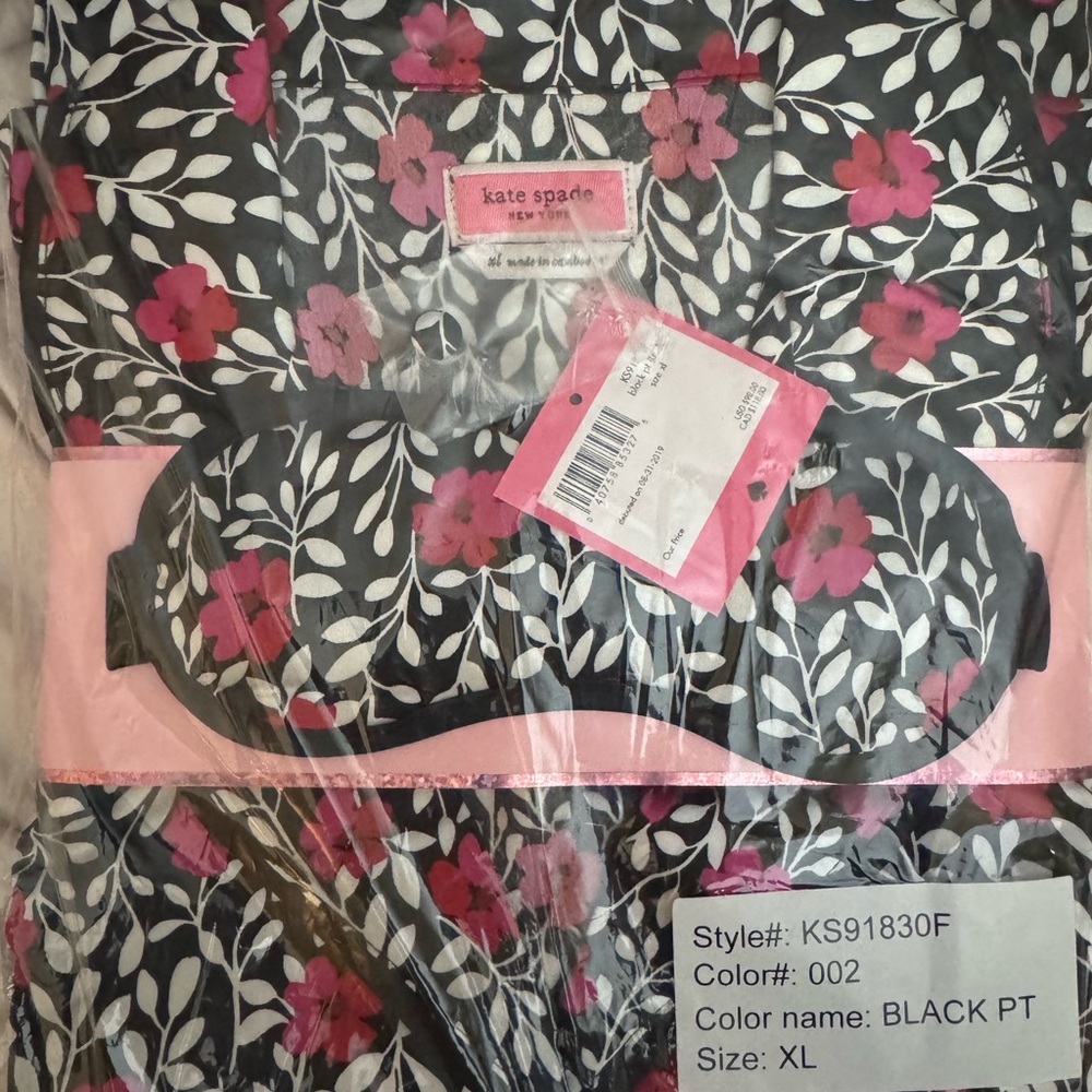 Kate Spade Black and Pink Pajama Set Floral Design